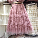 Design Sense Heavy-Working Layer Yarn Nail Bead Design Half-Dress Summer New Thin Cake Dress Dress Woman