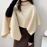 South Korea Dongdaemun 2026 Winter New Irregular High-Collar Knitting Cloak Leisure Warm Shawl Cloth Woman Tide