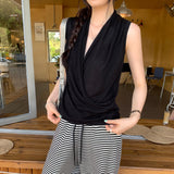 Fry Street Unique Beautiful Sleeveless V-Neck Knitted Vest Women 2026 New Design Sense French Small Thin Top