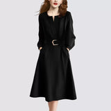 Light Luxury Temperament V-Neck Design-Sense Dress Dress Women's New Spring 2025 Collar To Collect Waist Thin A Skirt Tide