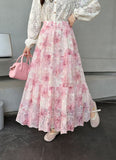 Korean New French Style Wears Advanced Temperament To Reduce The Age To Show Thin Purple Broken Flower Skirt