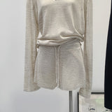 POLO Collar Loose Long-Sleeved Knitted Women 2026 Spring New Lazy Shorts Wear Two-Piece Sets