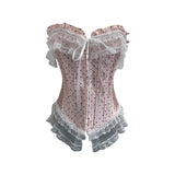 Real Shooting Retro Wave Point Splicing Lace Lace Bra Waist Sexy Short Sleeveless Hook Buckle Top 2825