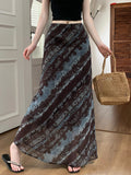 Vintage Chiffon Fishtail Half Dress 2026 Summer New High-Rise Slimy Temperament Ass Long Skirt