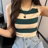 South Korea's Dongdaemun 2026 Summer New Hit Striped Knitted Vest Women Design Small Vest Top