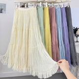 French Texture Fairy Temperament Net Dress Half Dress Autumn 2025 High-Waist A Word Fold Loose Big Skirt