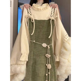 Set Women 2025 Autumn And Winter Han Series Age-Old Long-Sleeved Bottom Shirt Top Cover To Collect Waist Thin Back With Dress Two Sets