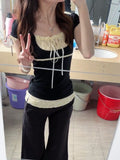 Colling And Colliding With Two Short-Sleeved T-Shirts For Girls Summer Slimming Design With A Sense Of Chic Casual Blouse