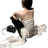 Irregular Lotus Leaf Side Atmosphere Feel The Chest Vest Woman Wears A Niche Ribbon Wrapped Blouse
