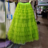 New Women's High-End Sense Summer Temperament British Net Yarn Cake Skirt Punt Skirt Solid Color A Word Half-Body Skirt