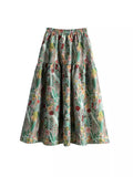 Mid-Terms Of The 2025 New Retro Folded Pony Pony Skirt High Waist Swing A-Word Flower Skirt Mid-Semitic Skirt