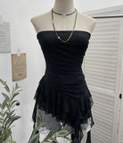 Real Shooting Hottie Sexy Shoulder Irregular Lotus Side Ribbon Bram Repair Print Sleeveless Top 1228