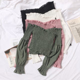 Spice Girls Collared Shoulder Bra Thighs On Wooden Ears Thighs Tight Folds Super Short Umbilled Long-Sleeved Shirt Tide