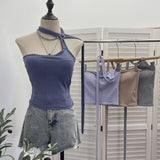 Real Shot With Chest Cushion Lattice Irregular Hanging Neck Sling Vest Female Boaaaaaaaaaaaaaaaaaaaaaaaaaaaaaaaaaaaaaaaaaa