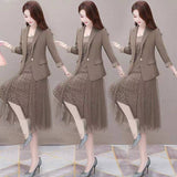 2025 New Spring And Autumn Atmosphere Mid-Year Mother Early Autumn Small Aroma Style Two-Set Dress Long-Sleeved Temperament Code