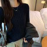 Mahua Texture Shoulder Knitted Bottom Shirt Women's Autumn And Winter 2025 New Korean Senior Sense College Style Coat