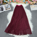 Lace A-Word Skirt Female Long-Skinny High-Rise Thin Elegant Dress In The Long Dress Multi-Colored