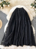 Sweet Lace Hook Flower Butterfly A-Word Dress Dress 2025 Spring And Summer New Long-Skinny Dress Girl With High-Waisted Slimming Half-Dressed