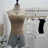 Real Shot Curvy With Chest Cushions Anti-Slip Bar Hottie Wearing Bra Vest Short Loose Tight Top 8151