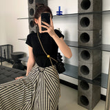 White T-Shirt Women Shoulder Short Sleeves Of European Goods 2025 New Thin Round Collar Cotton Stacked Bottom Top