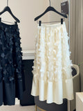 Three-Dimensional Flower Mesh Splicing Half Skirt Women's Autumn 2025 High-Waist Design Sense A Word Loose Thin Large Umbrella Skirt