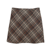 Real Shooting High-Rise Thin Lattice Half-Dress Woman 2025 New Winter New Material A Word-Packed Hip Anti-Walking Short Skirt 8922