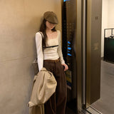 Lace Lace Lace Collar Long Sleeves With A Bottom Shirt T-Shirt Girl 2025 New Early Autumn Chic Single Put On Clothes