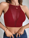2026 Summer Short Vest Sexy Net Slamper Hollow Cross-Dressed Knitting Slings