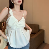 Twisting Design Irregular Sling Vest Women's Summer Babes Folds Short Blouse Chic Shirt