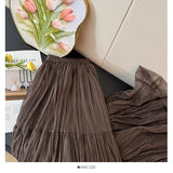 French Texture Fairy Temperament Net Dress Half Dress Autumn 2025 High-Waist A Word Fold Loose Big Skirt
