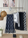 Japanese And Korean Vintage Mesh Mesh Fishtail Half-Dress Girl Spring And Summer Small Wave Dot Ocean Temperament Ass A Word Long Skirt