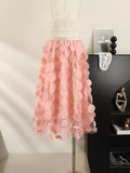 Heavy Industry Three-Dimensional Flower Mesh Yarn A-Word Half-Dress Women Autumn 2025 New Design Sense High-Rise Thin Fairy Skirt