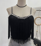 Real Shot Ins Wind Network Red Tuxedos Diamond Sleeveless Top Wearing Umbilical Cord Vest 9006