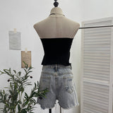 Real Shooting Autumn Vintage Deer Skin Velvet Fold Zipper One-Style Brao Vest Tset 8109