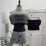 Real Shooting Hottie Hair Splicing Elastic Brush Chest Vest Zipper Umbilly Short Sleeveless Top 6285