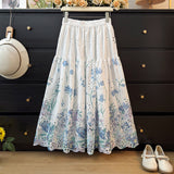 Sweet Little Fresh Flower Embroidery Hollow Skirt Girl Spring 2026 Tight High Waist Thin A Word Big Swing Umbrella Skirt