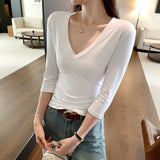 Lyselle Tiansi Unique V-Neck Slim Mid-Sleeved T-Shirt For Women 2025 Summer Thin Light Luxury High-End Feel Beautiful Top