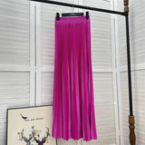 2025 New High-Rise 100-Fold Skirt Half-Dress Woman Pendant Tight Waist Thin High-Grade Elegant Solid Color Dress