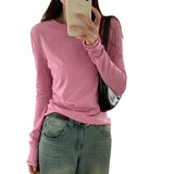 Thin Pure Hottie Long-Sleeved T-Shirt Girl Early Autumn 2025 New Ice Silk Breathable Shirt Repair Body