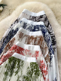 National Feng Shui Ink Painting Print Skirt Women's New High-Waist Long A Word Thin Fishtail Skirt 100-Fold Skirt