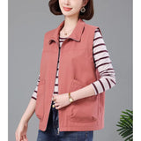Large Pocket Casual Fashion Collared Vest Women's Spring And Autumn 2025 New Middle-Of-Year-Need Mother Wears A Thin Vest Tide