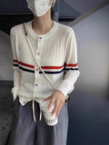 2025 Autumn And Winter New Women's Design Feel Cardigan Sweater Female Hit Striped Ocean Gas Age Cut-Down Knitting Top