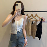 Empty-Sleeved Sling Vest Women 2025 Summer New Korean Version Of The Thin Outer Wear Knitted Open Shirt Top