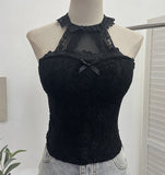 Real Shot With Chest Pad Hanging Neck Lace Sexy Sling Vest Short Babes Bottom Sleeveless Top 9196