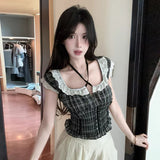 French Retro Lace Lace Collar Short-Sleeved Shirt Women's Summer Design Lace Folding Short Blouse