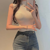 2025 Thai Pile High-Necked Sleeveless Tight T-Shirt Solid Color Body Bottom Shirt Thin Inside The Top Woman