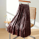 In The Autumn Of 2025, The New Folded High-Waisted 100-Folded Skirt Women's Leather Skirt Texture Of A Niche Pressure Folded Umbrella Skirt