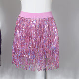 Sexy Three-Dimensional Beads Tassel Design Half-Body Skirt Tight Waist A Word Lyse Skirt Women 9120