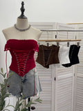 Real-Patting Hottie Tied With Fish Bone With Chest Pad Anti-Slip Tector Wrap Bra Wrapped Bra Short Sleeveless Top 2885