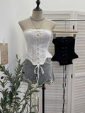 Real Shot With Chest Pad Anti-Slip Striped Chest Vest With Irregular Short Spice Girl Elastic Sleeveless Top 1611